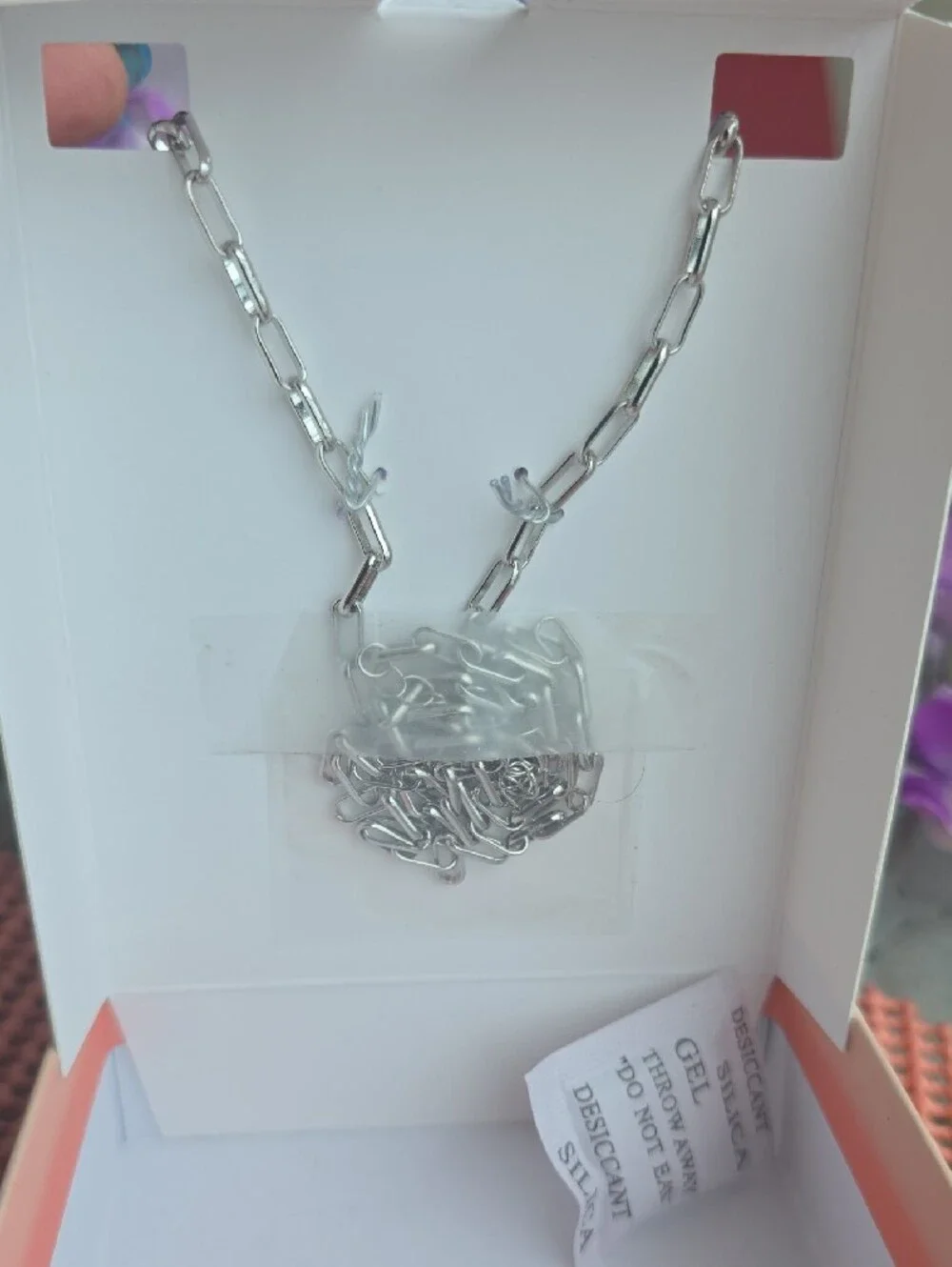 FunSteve Madden Silver 'C' Pendant Necklace w/ Amber Stone Accents